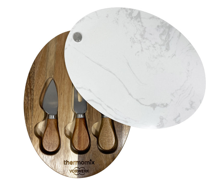Tabla mármol + Set cuchillos